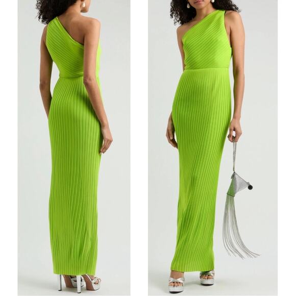 Solace London Adira One Shoulder Pleated Green Maxi Dress Size 0 - Picture 2 of 9